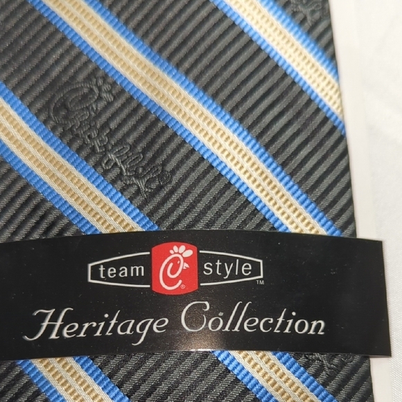 CHICK FIL A Black and Blue Striped Tie.. Amazing!! Eat More Chicken!! Amazing.. - Picture 3 of 12